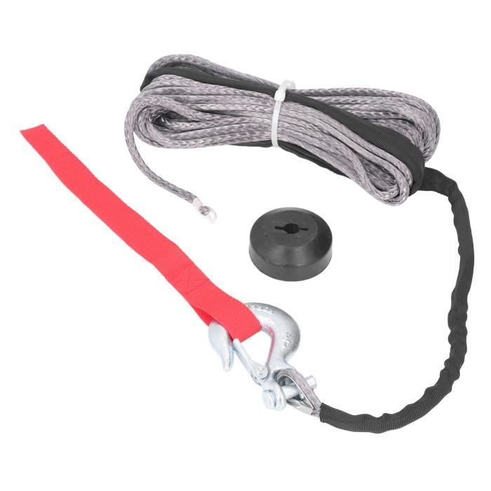TMISHION kit de corde de treuil synthétique Kit de corde de treuil avec ressort à chape crochet d'élingue bouchon en caoutchouc
