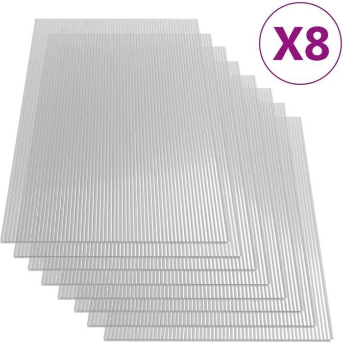 vidaXL Feuilles de polycarbonate 8 pcs 4 mm 121x60 cm