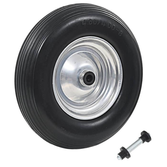 Roue de brouette avec axe PU solide 4.00-8 390 mm
