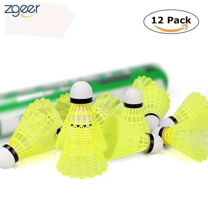 Volants de Badminton, 12 pcs Nylon Volants de l'intérieur en Sports de Plein air Avec Une Grande Durabilité, Jaune