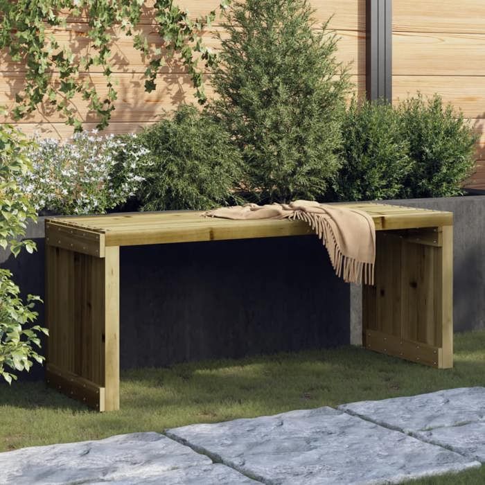 Banc De Jardin 2 Places En Bois Massif Douglas - 82.5x35x45cm, Avec étagère - Pour Terrasse, Patio, Parc (À Monter)