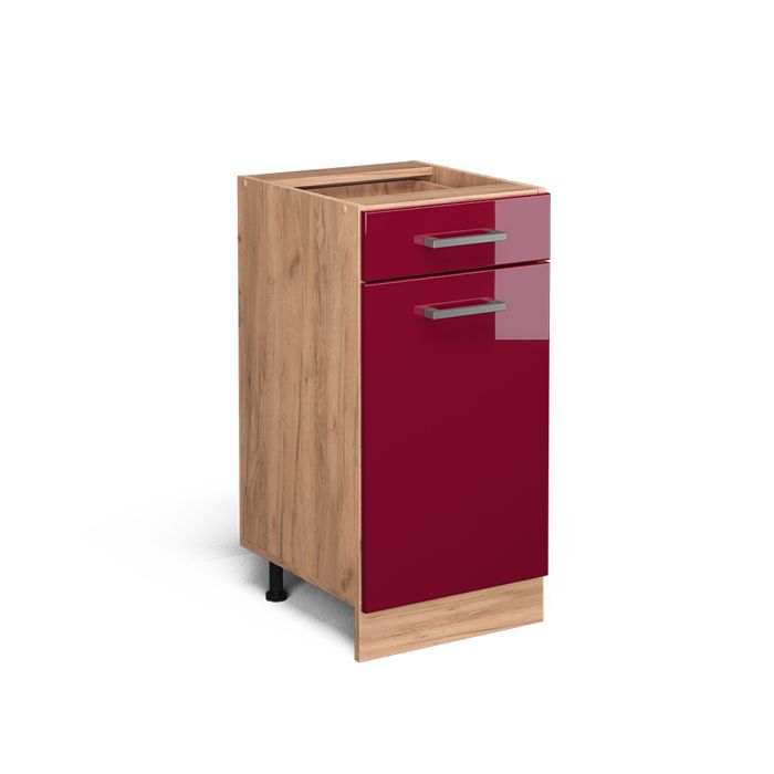Meuble cuisine R-Line 40cm sans PT Rouge brillant/Chêne de force doré Vicco 37135