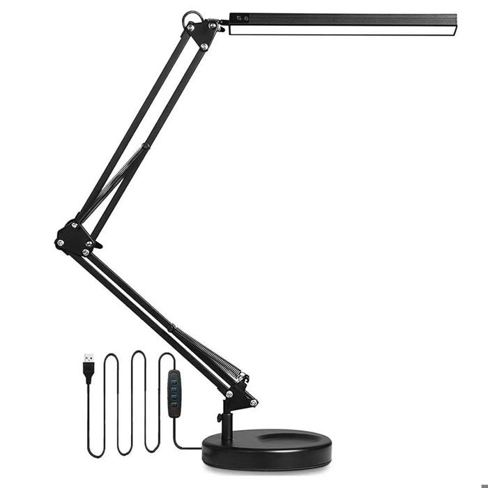 Lampe de bureau LED FlkwoH lampe de table darchitecte pliable 14 W avec pince 10 niveaux de luminosité x 3 modes de couleur lam
