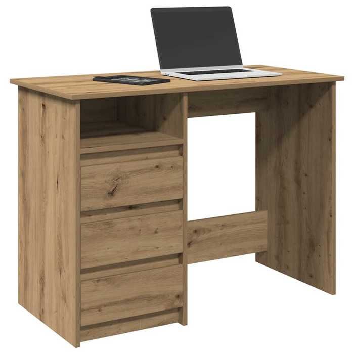 vidaXL Bureau chêne artisanal 102x50x75 cm bois dingénierie bureau dordinateur bureau debout bureau avec rangement 860471