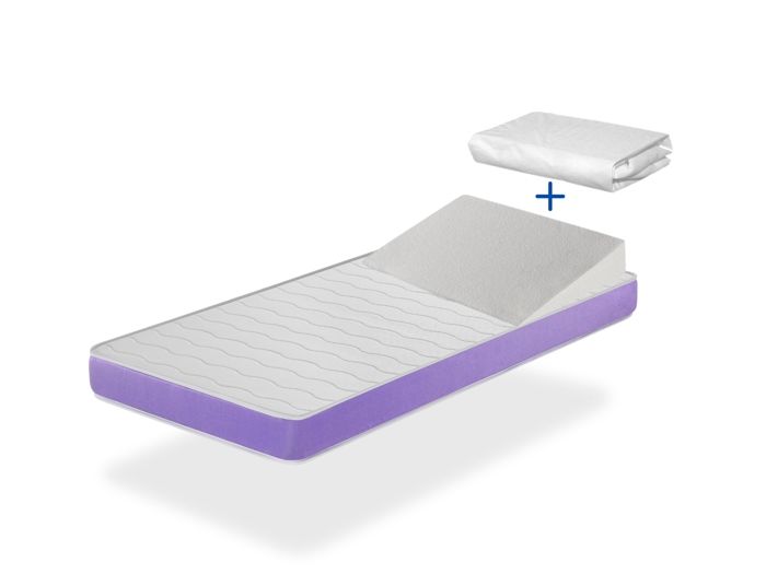Pack matelas ONIX 60X120 epaisseur 11 cm + plan incline 15 degrés + protege matelas 60X120cm Pack matelas ONIX 60X120 epaisseur 11 cm + plan incline 15 degrés + protege matelas 60X120cm