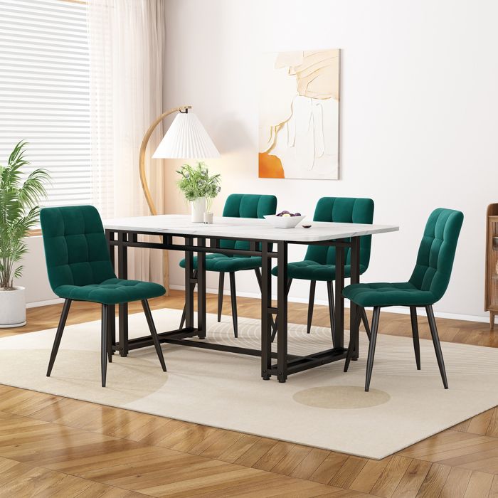 Nouveau Premium sense 120x70cm table de salle à manger noire avec 4 chaises table de cuisine moderne chaise de salle à manger