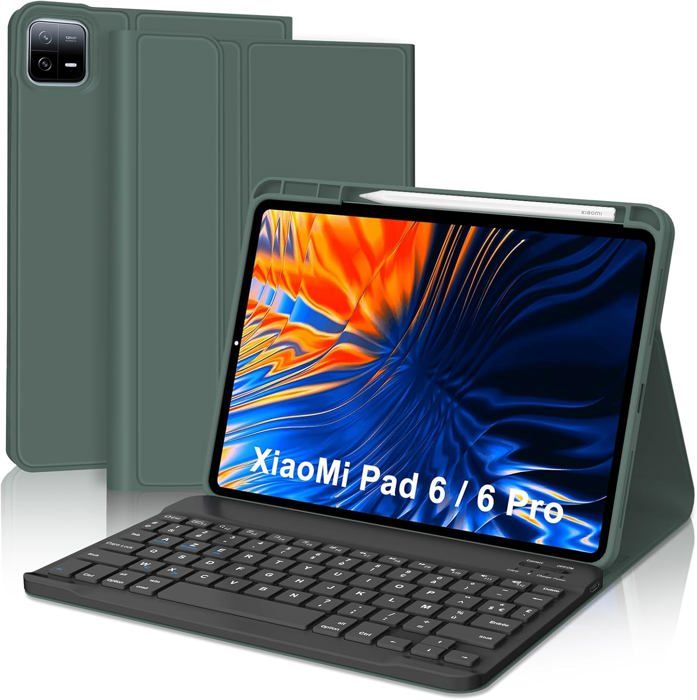Coque Clavier Bluetooth AZERTY Français Pour Xiaomi Redmi Pad 2 Pro 12.1" - En Cuir PU, Détachable, Batterie Longue Durée - Rose