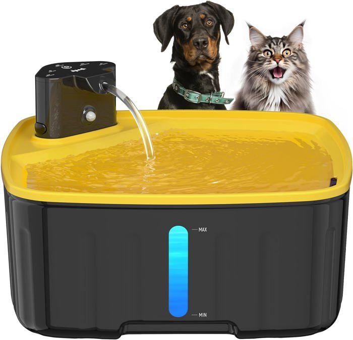Meilleurs prix pour Fontaine A Eau Pour Chien Sans Fil,8L Fontaine Chat/Fontaine Pour Chiens Avec Batterie 5000Mah (Jaune)