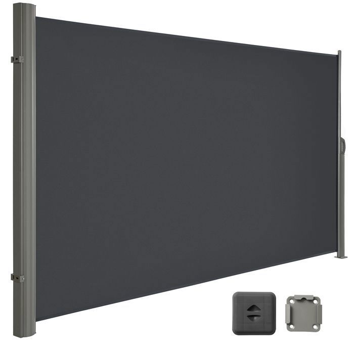 Store latéral - Brise-vue Rétractable - 200 x 350 cm - Tissu polyester 280 g/m² - Noir Anthracite