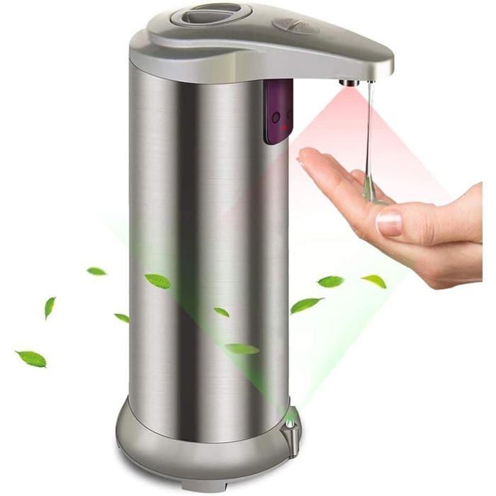 Distributeur automatique de savon liquide sans contact avec capteur de mouvement infrarouge et interrupteurs de commande de sortie