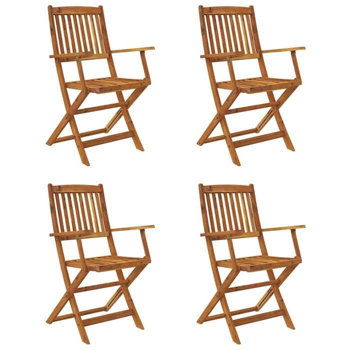 Bonne qualité Salon d'extérieuris Ensemble à manger d'extérieur pliable 5pcs 4 chaises de jardin avec table Bois d'acacia - vue 2
