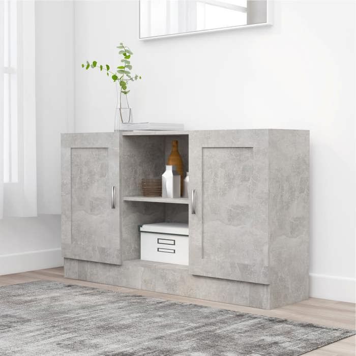 (Gris) Buffet bahut - Buffet Enfilade Gris béton 120x305x70 cm bois ingénierie 333380
