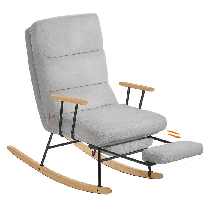 Fauteuil à bascule - SONGMICS HOME - Dossier réglable - Repose-pieds - Gris tourterelle