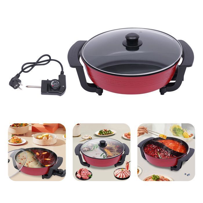 Appareil Fondue Chinoise Et BBQ Électrique 2 En 1 - 2200W - Sans Fumée - Pour 2 à 8 Personnes - Idéal Pour Hotpot Et Barbecue En Intérieur - 6