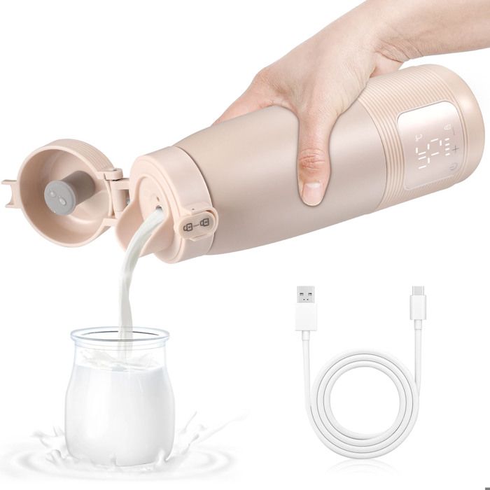 Chauffe-biberon Nomade 500ml - Rechargeable USB - Température Réglable 37-70°C - Idéal Voyage, Voiture - 12