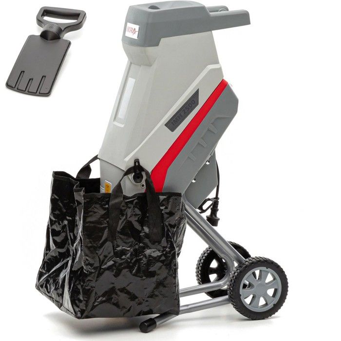 Broyeur de végétaux électrique 2500W 2 Lames acier trempé Branches jusquà 45mm Sac 45L IKRA