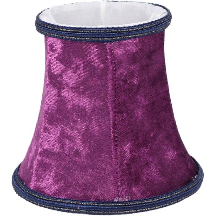 Abat-jour tissu clip E14 flanelle violet foncé murale cristal bougie table