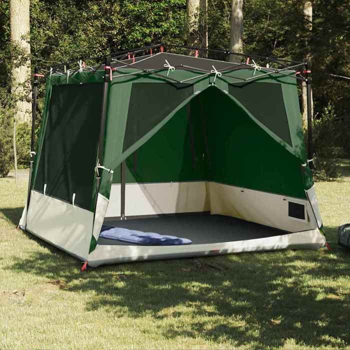 Tente intérieure en taffetas - vidaXL - Vert - 291x291x240 cm - 6 personnes - 2 portes - 6 fenêtres - E-Port