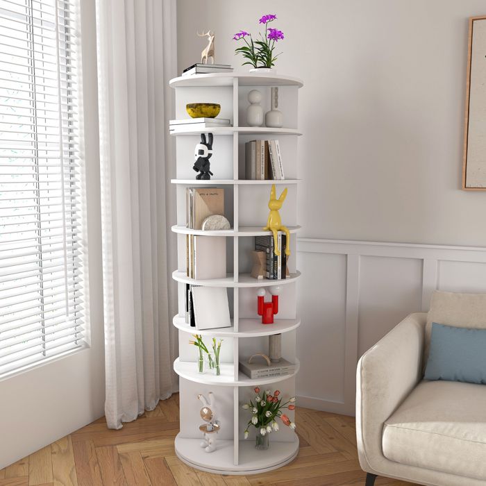 Etagère à chaussure - 7 étages pivotante - Base renforcée - 60×60×184cm