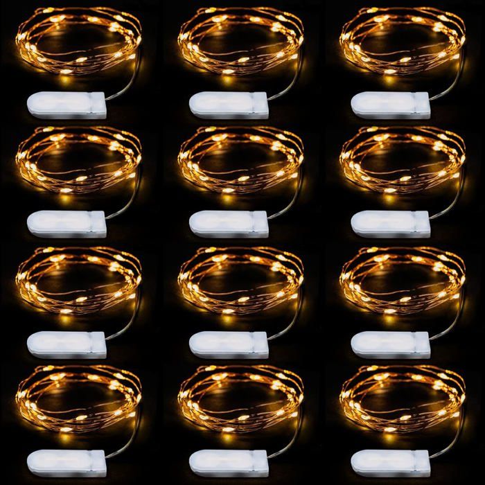 TRAHOO-Guirlande Micro LED en fil de cuivre 2m, 20 LED, guirlande LED à ...