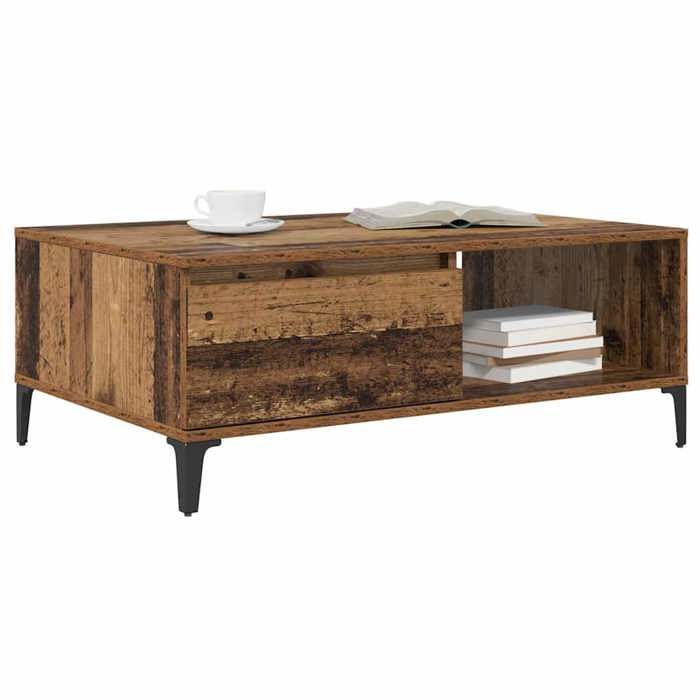 SOLDES DHIVER®Table centrale - Marron Table basse de salon - Capacité 50 kg - Bois Ancien - 90 x 60 x 35 cm - bois dingénierie - 5