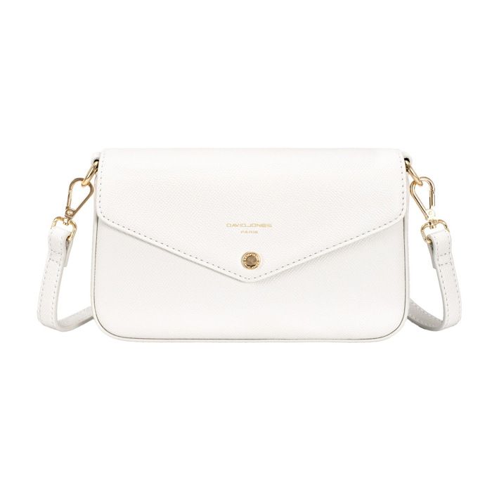 David Jones Paris - Mini Pochette Sacoche Femme - Sac bandoulière porté travers Similicuir PU - Taille Mini - Couleur Blanc