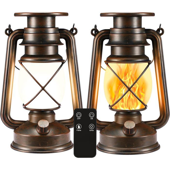 Lanterne solaire dextérieur lampe solaire suspendue lanterne rétro LED à flamme clignotante lampe de camping étanche (lot de 2)