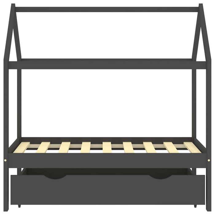 Best 2026Lit 1 places Gris - 70x140 cm - LEMON® - Cadre de lit denfant avec un tiroir Gris foncé Pin 70x140 cm 2251685