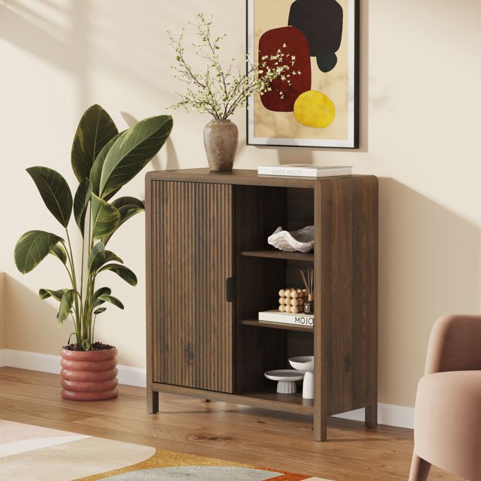 Buffet Lukkodso 82 x 75 x 30 cm effet noyer
