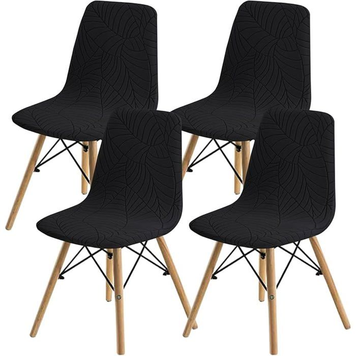 XJYDNCG 4Pcs Housse de Chaise Scandinave Extensible sans Accoudoirs - Noir03