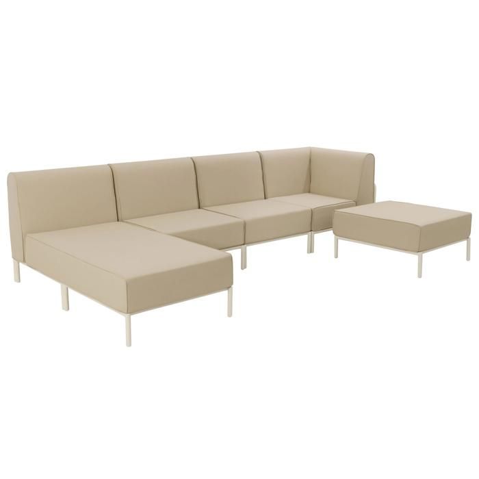 Salon de jardin bas modulable uni 5 places beige 360 x 153 cm Patio Oviala
