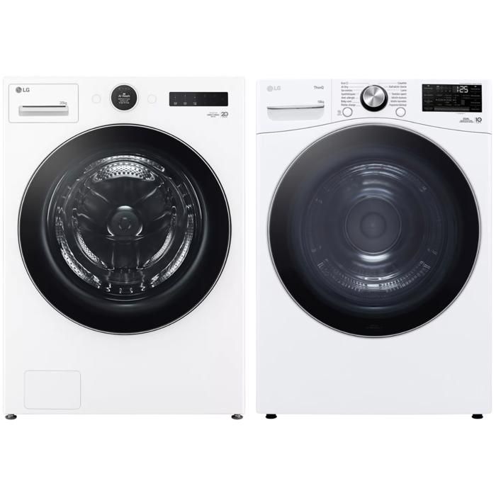 PACK LG Lave-linge Hublot 20kg 1000trs/min + Sèche-linge Pompe à Chaleur 18kg - Lg