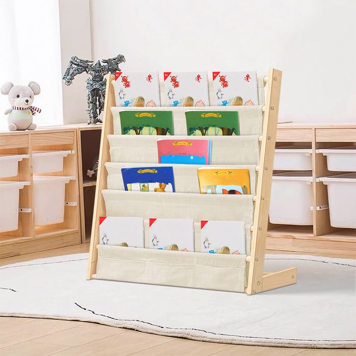 MIPAN. BIBLIOTHÈQUE DE RANGEMENT SUR PIED À PLUSIEURS NIVEAUX 6 ÉTAGÈRES 75 X 30 X 76 CM COULEUR BOIS NATUREL