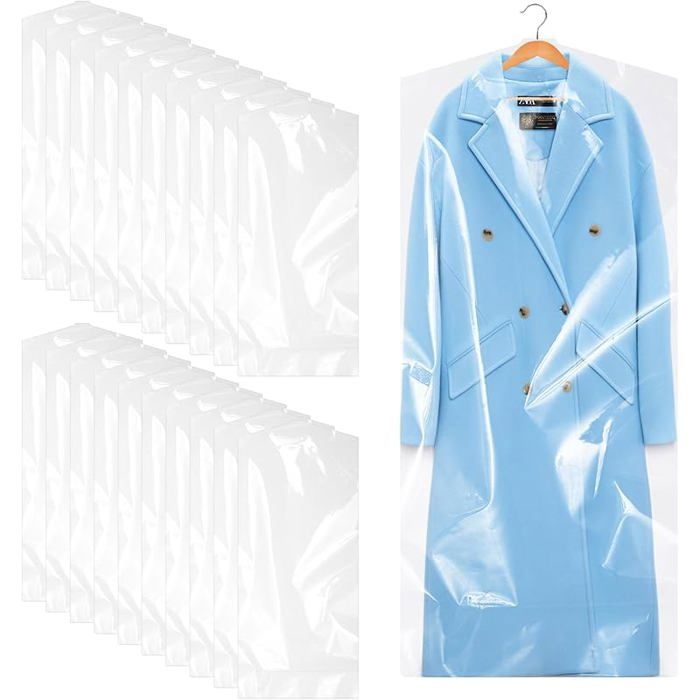 20 Pièces Housse de Vetement Transparent Housse Vetements 60x140cm Housse Manteau à Suspendre Housse 20pcs6 HOUSSE DE RANGEMENT