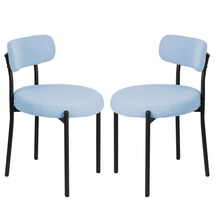MIPAN. LOT DE 2 - CHAISE SIMPLE AVEC DOSSIER - CHAISE DE SALLE À MANGER - COUSSIN ÉPAIS - 49*49*75CM - BLEU