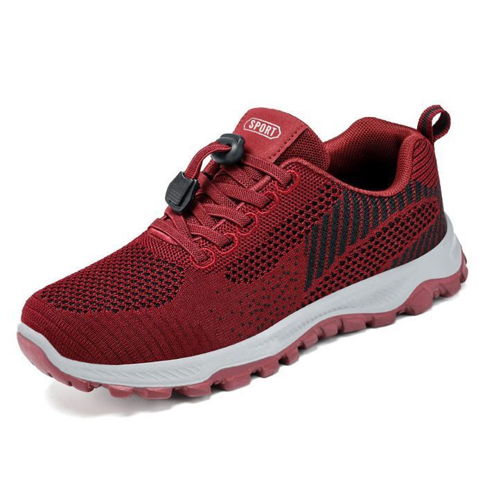 Chaussures sport Femme Semelle souple Respirant Légères Enfilage facile Rouge
