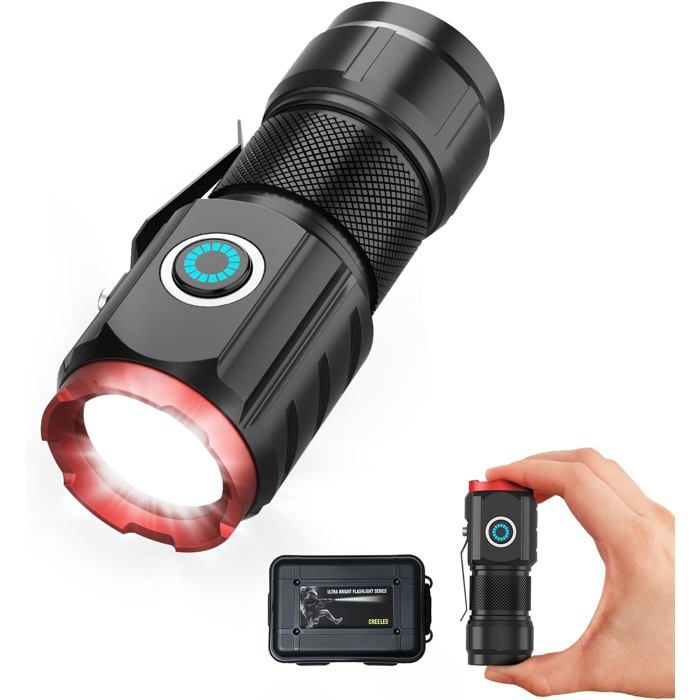 Lampes de poche rechargeablesmini compactes très lumineuses5 modes déclairage avec aimants3 fortes perles lumineuseslampes