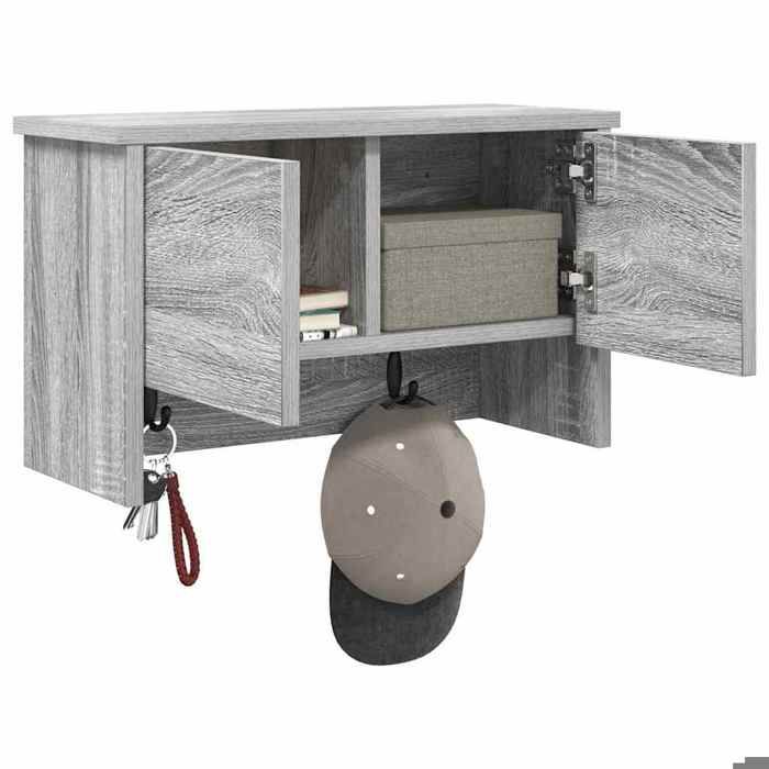 Meuble Étagère - Gris - Porte-manteau mural - 1 pc - avec étagère Gris Sonoma 50x20x30 cm B4956