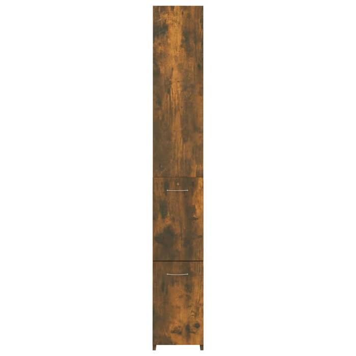 Armoire de bain Chêne fumé 25x25x170 cm Bois dingénierie_2 ans garantie_19321