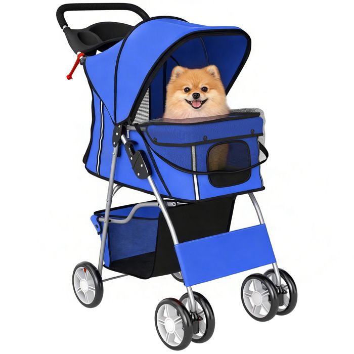 Chariot pliable animaux - PawHut - porte-gobelet panier de rangement roues - tissu 600D Oxford acier - 75 x 45 x 97 cm - bleu Chariot pliable animaux - PawHut - porte-gobelet panier de rangement roues - tissu 600D Oxford acier - 75 x 45 x 97 cm - bleu