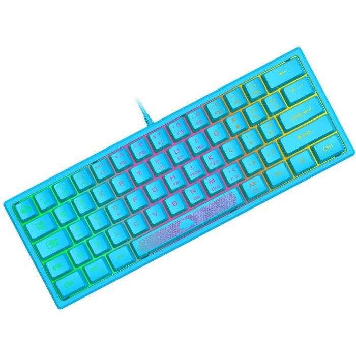 60% Clavier Gamer Membrane Mécanique- QWERTY - Éclairé Chromatique RGB ...