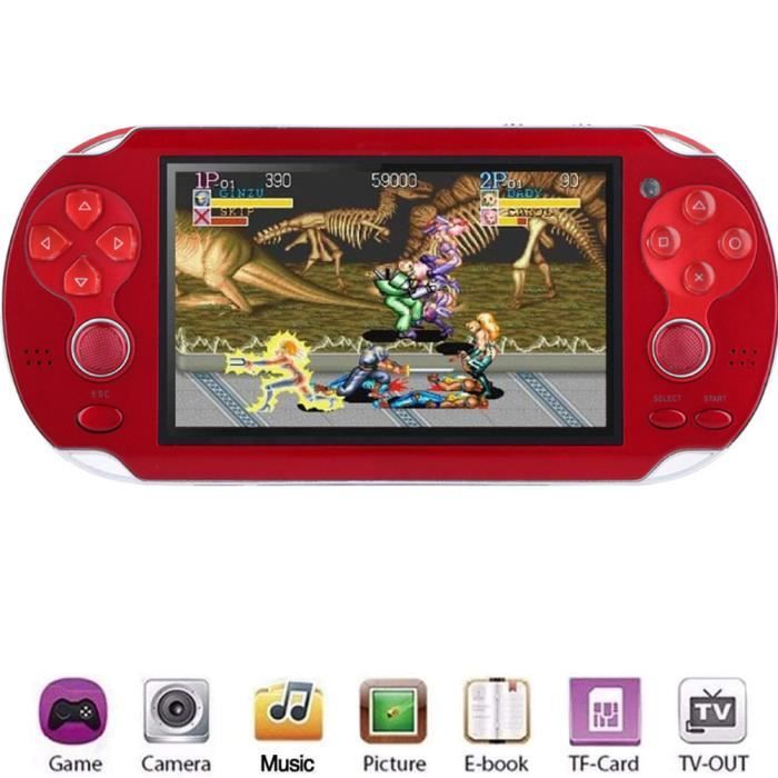 Console de jeux portable - PXP - 32 bits - 3000 jeux rétro - Rouge