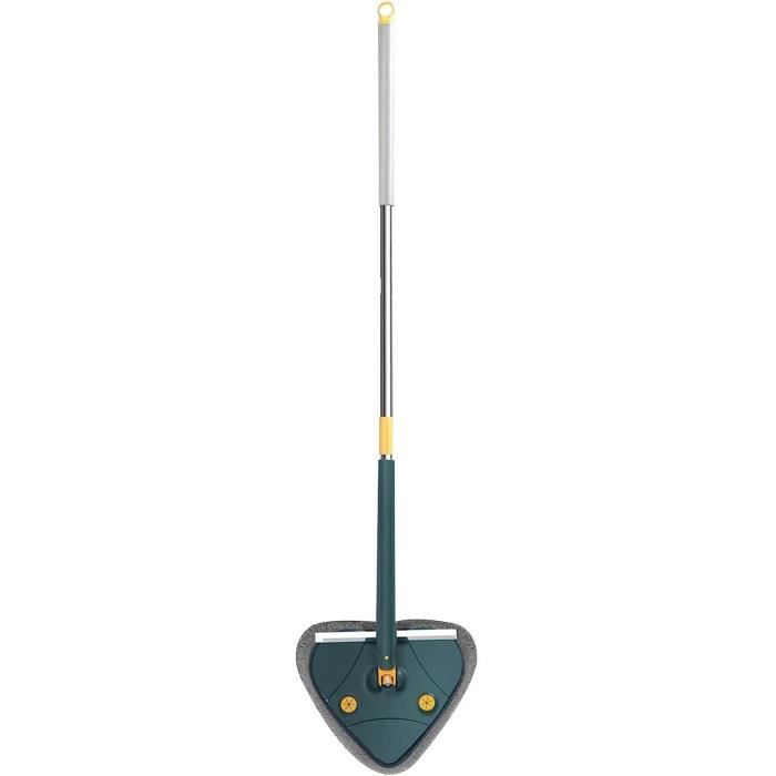 Serpillière Triangle Rotative 360° Avec Raclette - Balai Extensible Murs Et Sols Avec 2 Rechanges