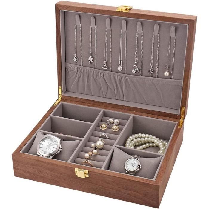 Glenor Co Boîte à montres avec tiroir valet pour homme – 6 emplacements de luxe – Design en fibre de carbone – Boucle en métal pour bijoux et montres pour hommes