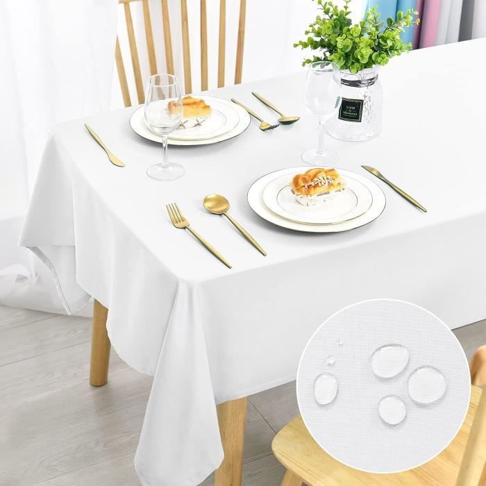 Nappe de table - Coton et lin - Imperméable - Motif fleurs - 140 x 180 cm - Maison