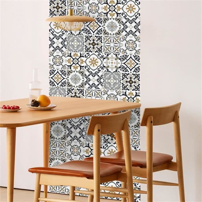 Autocollants Carrelage D-c-fix Jamila Or - 6 Dalles PVC 15x15cm Pour Crédence Cuisine Ou Salle De Bain