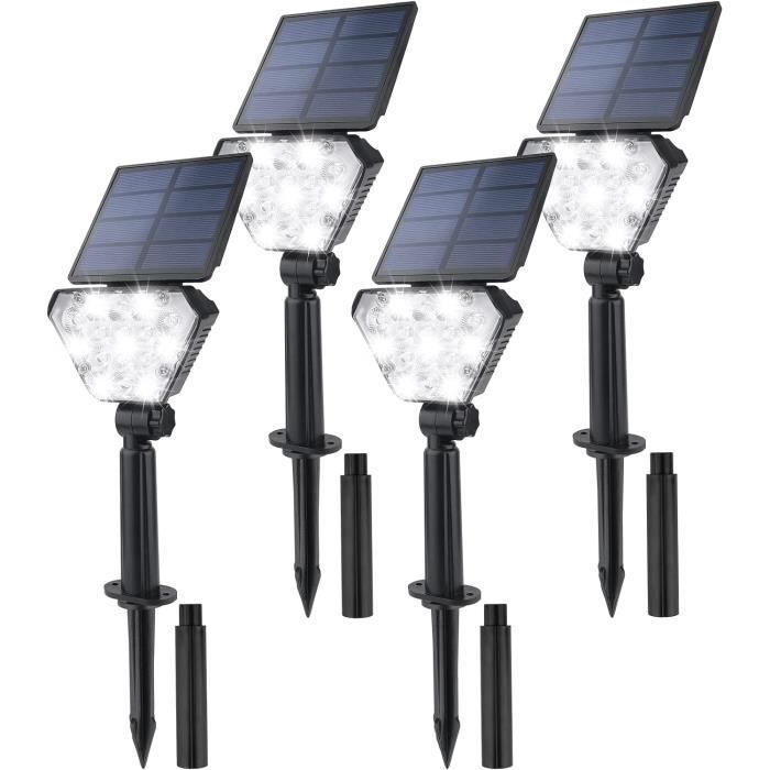 Lampes solaires extérieures T-SUN - 4 pack - 6000K - Projecteur solaire  réglable - Éclairage mural - Cdiscount Maison