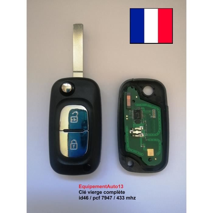 Clé pliable avec électronique vierge pour Renault Clio 3, Modus, Twingo