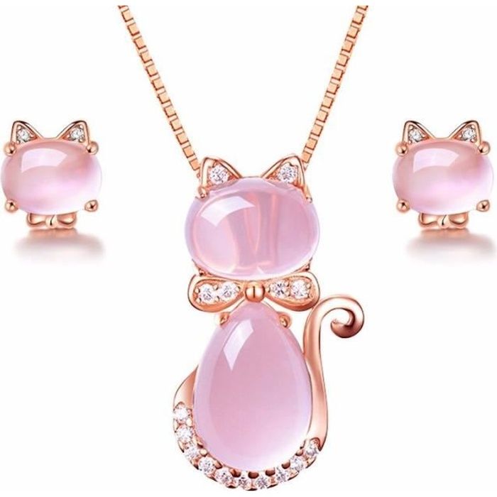 Jewellery Sets Enfant Parure Bijoux Collier Pendentif Boucle D Oreille Chat Blanc Rose Femme Jewellery Watches Vishawatch Com