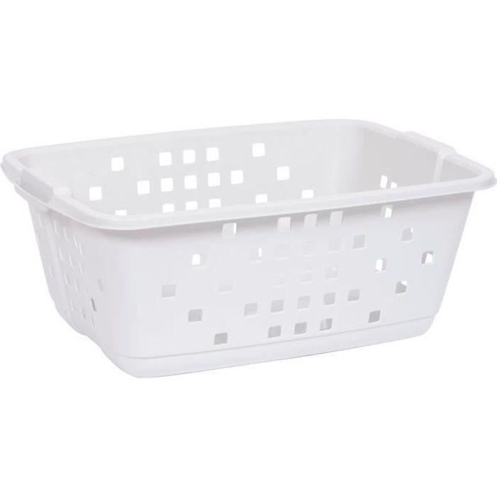 EDA PLASTIQUE Panier à linge Prima 45 L - Blanc cérusé - 62 x 44,4 x 24,8 cm